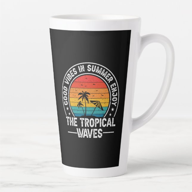 Tasse Latte Bonne ambiance estivale vagues tropicales (Droite)