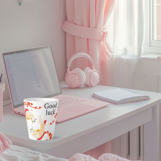 Tasse Latte Bonne chance Poisson Koi avec Sakura | Japonais él (Créateur téléchargé)