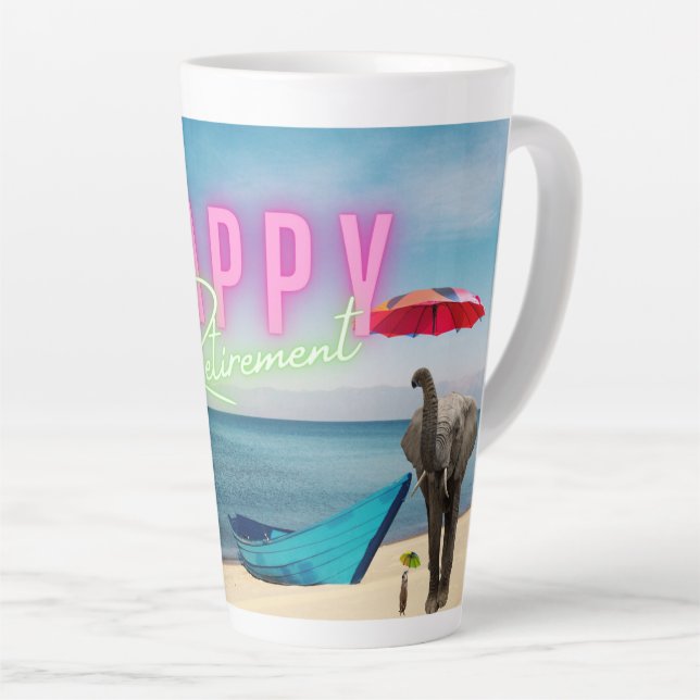 Tasse Latte Bonne retraite Funny Surreal Beach Scène (Angle droit)