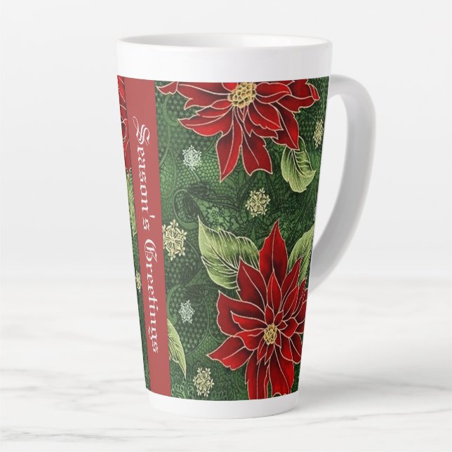 Tasse Latte Bonnes Fêtes Poinsettia (Angle droit)