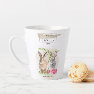 Tasse Latte Bonnets de Pâques   Happy Easter Watercolor Art