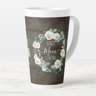 Tasse Latte Bonus Maman Je T'Aime, Russe White Floral Wreath
