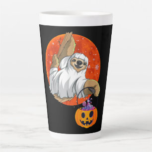 Tasse Latte Boo Halloween Avec Sloth Witch Casquette Et Spider