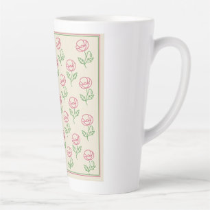 Tasse Latte Bordure de contour de coquelicot vintage