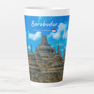 Tasse Latte Borobudur, Indonésie - Ancien temple bouddhiste L