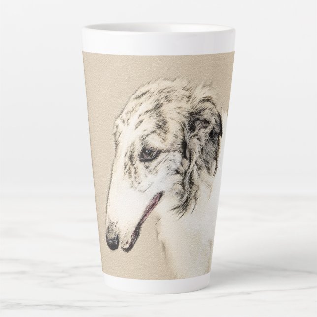 Tasse Latte Borzoi (Brindle d'argent) Peinture originale de ch (Devant)