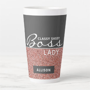 Tasse Latte Boss Lady Rose Gold Pink Parties scintillant perso