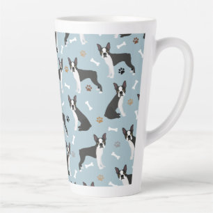 Tasse Latte Boston Terrier Bones and Paws