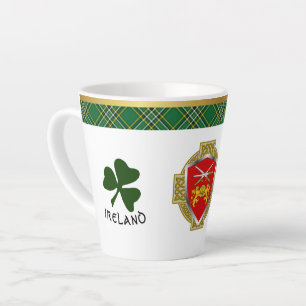 Tasse Latte Bouclier irlandais Brennan & Tartan Personnalisé