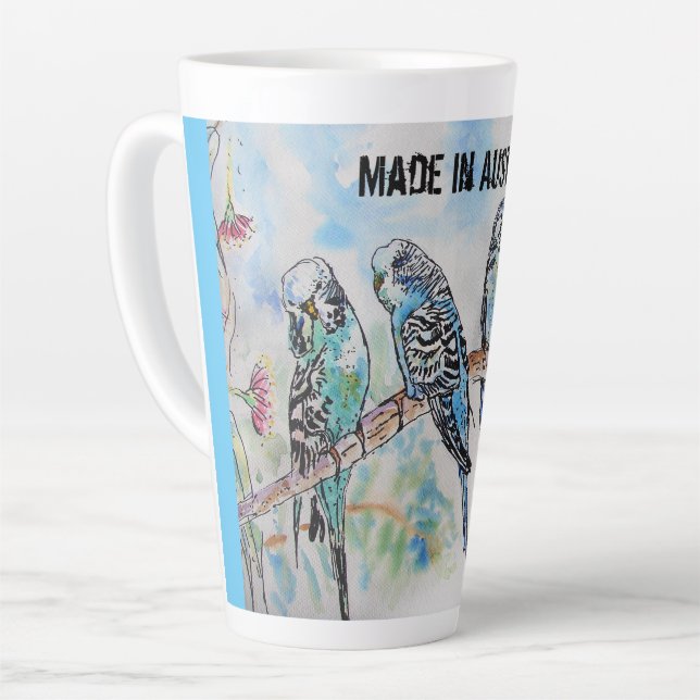 Tasse Latte Boudin Aquarelle Oiseau Cute Fabriqué En Australie (Angle gauche)