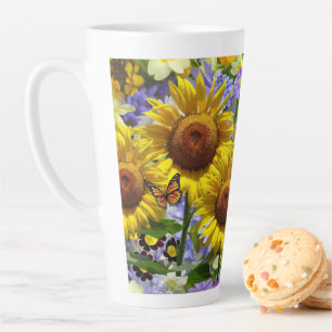 Tasse Latte Boue en latte de papillon de tournesol