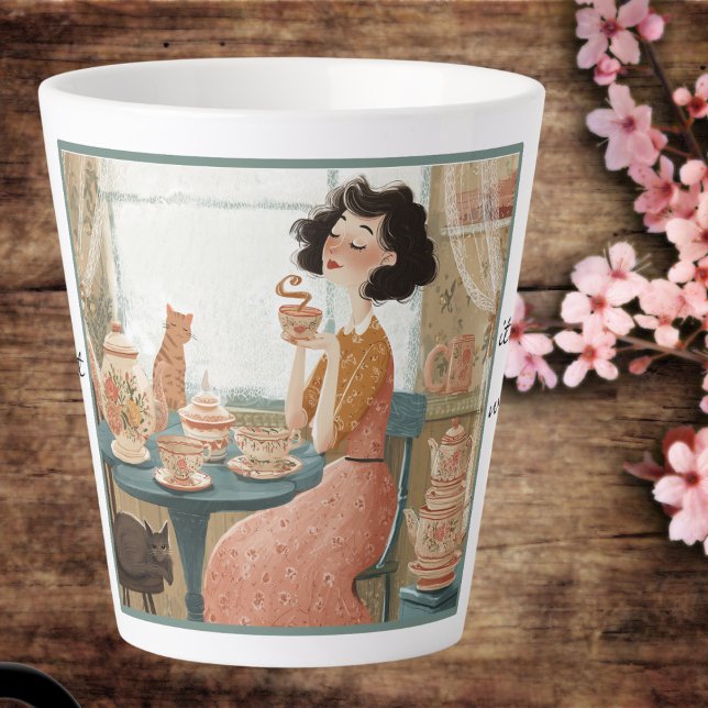 Tasse Latte Boug amateur de thé humour Whimsical. (Mug front)