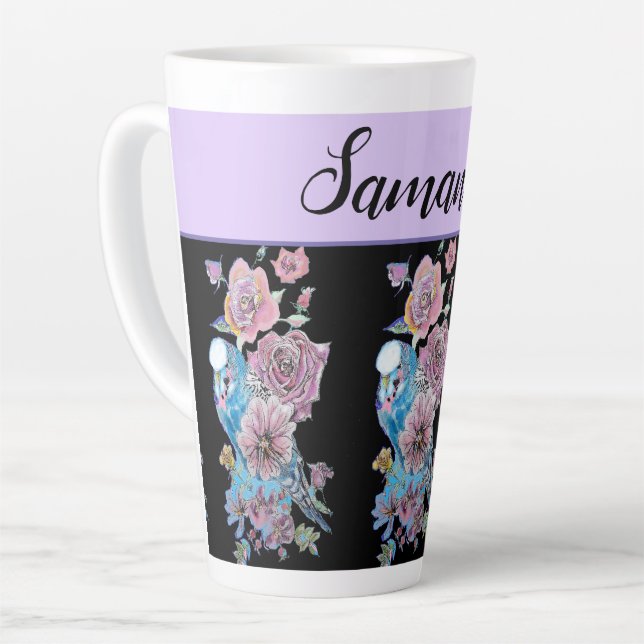 Tasse Latte Boug de peinture bleu bougie Rose lavande violet (Angle gauche)