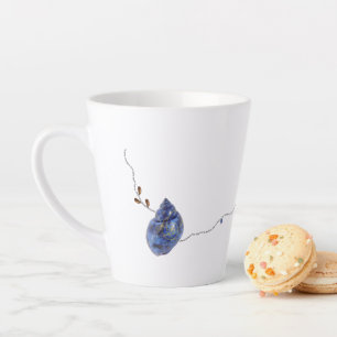 Tasse Latte Boug unique blanc de Noël bleu japonais Kintsugi