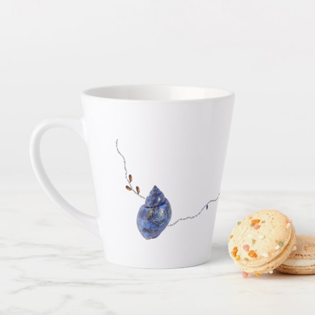 Tasse Latte Boug unique blanc de Noël bleu japonais Kintsugi (En situation)