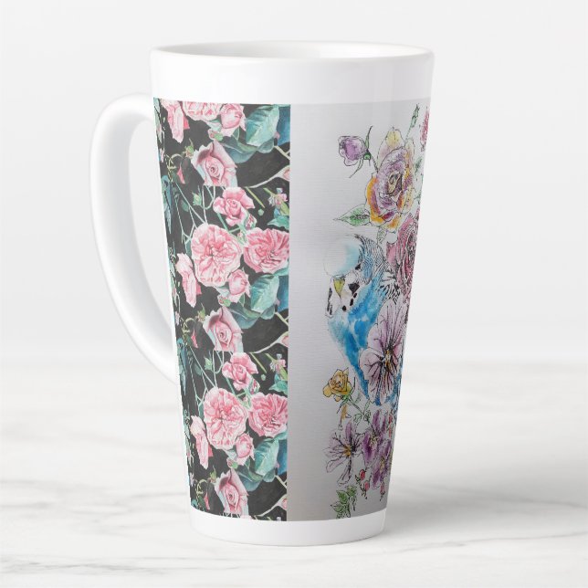 Tasse Latte Bougie bleue Cute et bouge en latte Rose (Angle gauche)