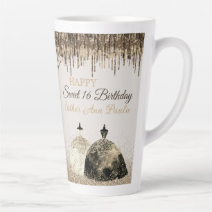 Tasse Latte Boule Or tendance Gown Joyeux Sweet 16 Anniversair