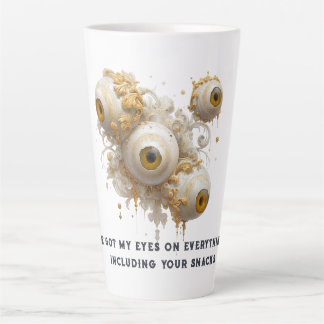 Tasse Latte Boules d'yeux surréalistes baroques avec or orné