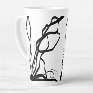Tasse Latte Bouquet Blanc : Abstrait blanc & noir