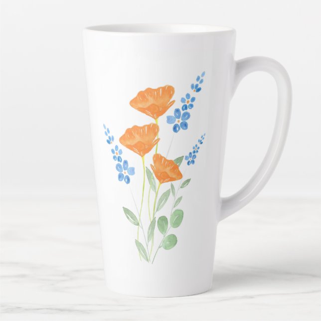 Tasse Latte Bouquet d'aquarelle à trois pépites (Droite)