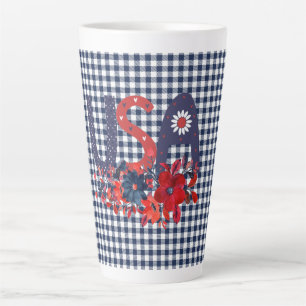 Tasse Latte Bouquet Patriotique Rouge Blanc & Bleu USA