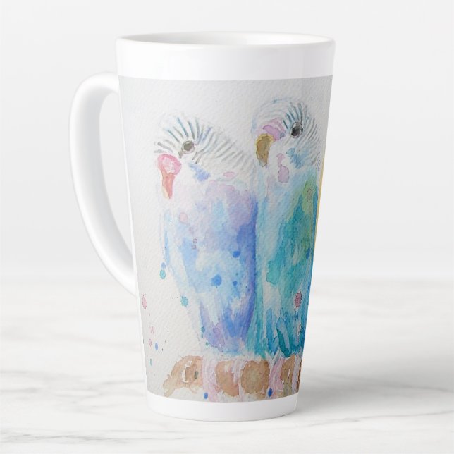 Tasse Latte Bouteille à trois sièges Aquarelle Art bleu (Angle gauche)