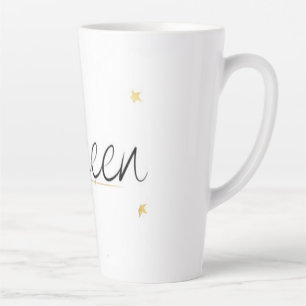 Tasse Latte Bouteille d'eau à typographie de la Reine Couronne