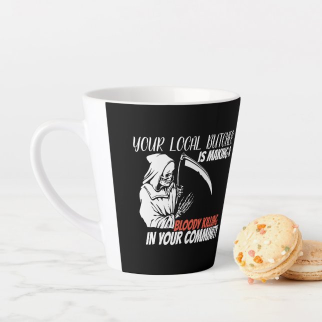 Tasse Latte Bouton de la Faucheuse (En situation)