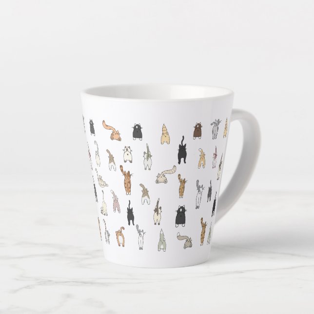 Tasse Latte Boutons de chat, Dame de chat folle, Boutons de ch (Angle droit)