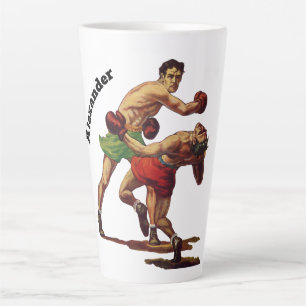 Tasse Latte Boxe sportive vintage, Boxers dans un combat