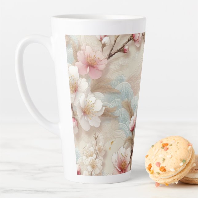 Tasse Latte Branches de fleurs d'Apple (En situation)
