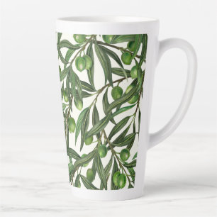 Tasse Latte Branches d'olive sur blanc