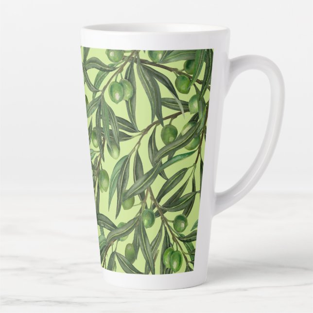 Tasse Latte Branches d'olive sur le vert miel (Droite)