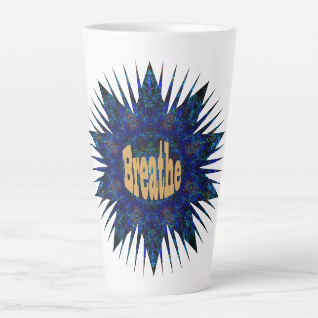 Tasse Latte Breathe, Sur Blue Boho Star, (Devant)