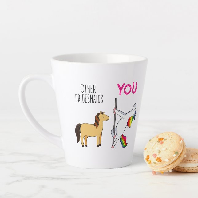 Tasse Latte Bridesmaid Unicorn Funny Mariage (En situation)