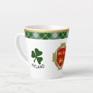 Tasse Latte Brien Irish Shield & Tartan Personnalisé