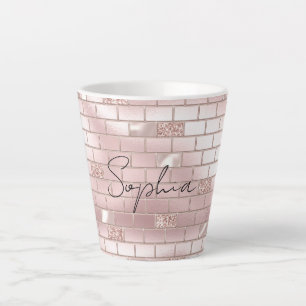 Tasse Latte Briques rose vierge de verre