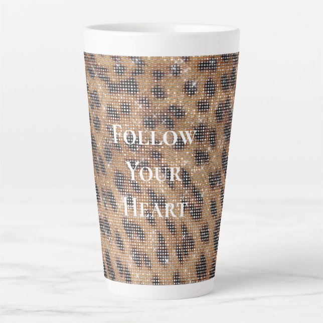 Tasse Latte Brown Leopard Poster de animal Sparkle (Devant)