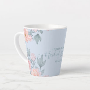 Tasse Latte Budget Pêcher Floral Dusty Blue Sage Mariage feuil