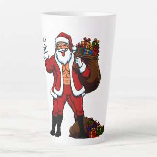 Tasse Latte Buff Santa Peace Sign! Ripped Abs & Funny Christma