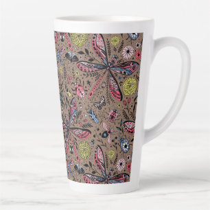 Tasse Latte Bugs de Doodle sur mocha brown