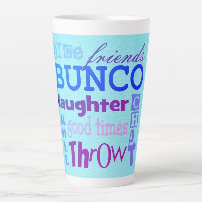 Tasse Latte Bunco Dice Friendship Typography Amusants (Devant)