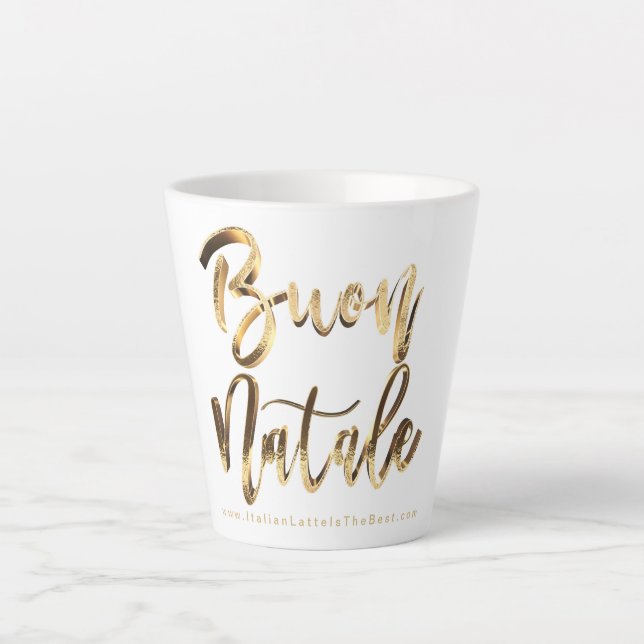 Tasse Latte Buon Natale Faux Gold Script Noël italien (Devant)