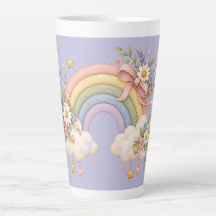 Tasse Latte Cadeau Arc-en-ciel à l'aquarelle – Nuage Charmant