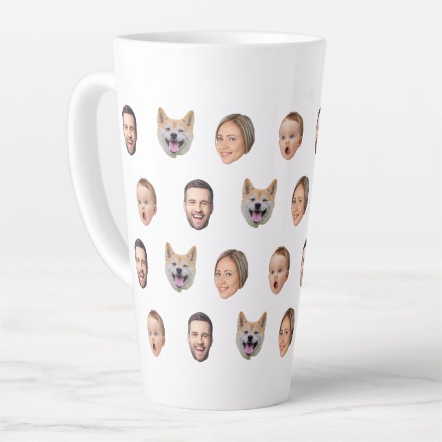 Tasse Latte Cadeau de famille photo personnalisée, 4 photos vi (Angle gauche)