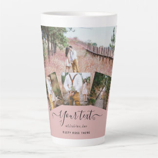 Tasse Latte Cadeau de photo de mariage rose poussiéreux des je