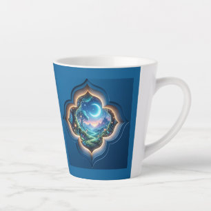 Tasse Latte Cadeau de Portail de la Forêt sous la Lune Enchant