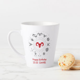Tasse Latte Cadeau personnalisé Aries Zodiac Anniversaire