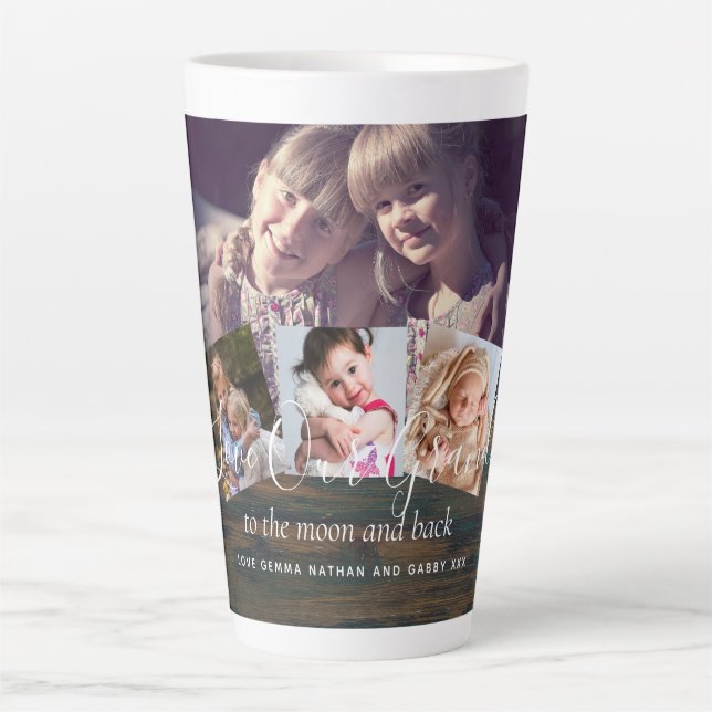 Tasse Latte Cadeau pour grand-mère grand-père photo collage gr (Devant)