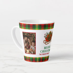 Tasse Latte Cadeaux de traîneau de Noël vintage à carreaux 2 p